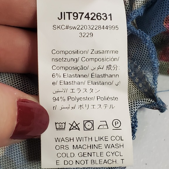 SHEIN Womens Fairy Festival Floral Mesh Bell Sleeve Top Size M Blue Romantic - Picture 7 of 12